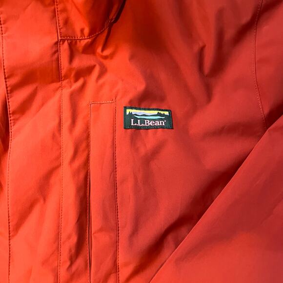 L.L. Bean Men's Orange Zip Up Jacket. Hidden Hood at Neck. Size Large - Picture 7 of 8